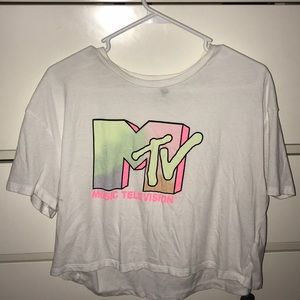 A white Mtv crop top